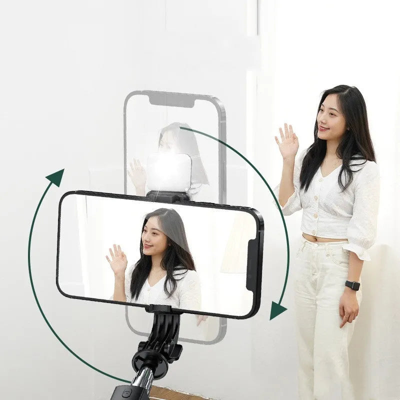 Integrated Bluetooth selfie stick with tripod stand, remote control, 1m beauty fill light or standard model, 7.2-9.2cm phone width