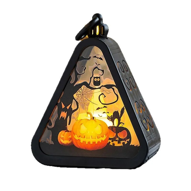 Portable Halloween pumpkin lamp decoration in plastic and glass with four design options