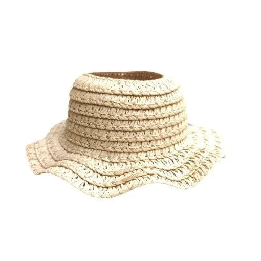 Leak-proof papyrus straw baby sunhat in beige with height size M