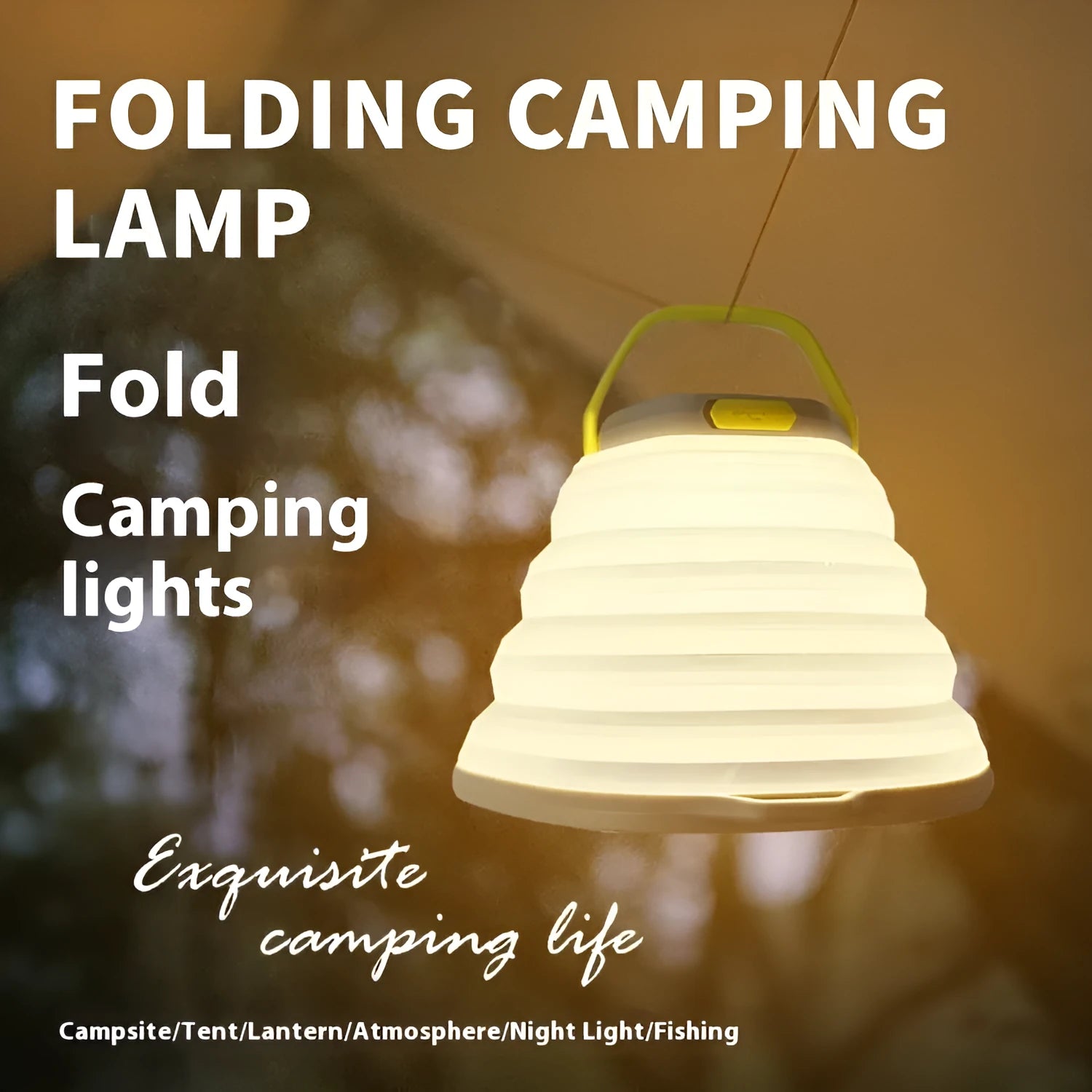 White camping lamp with large capacity battery and single-key cycle switch for outdoor tent lighting