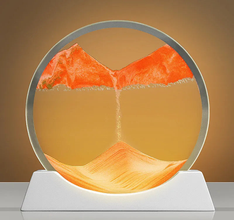 12-inch rotary night light with frosted glass and abstract quicksand painting in modern design
