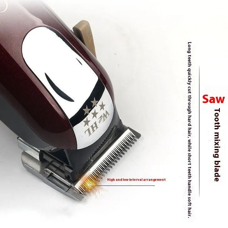 Cordless hair clipper set with stainless steel head and EU, UK, US plug adapters for home haircuts