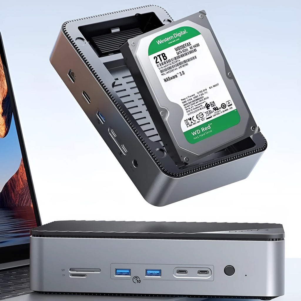 Black 8-in-1 M.2 hard disk box docking station with USB 3.2 expansion, aluminium alloy ABS body and 0.2m cable