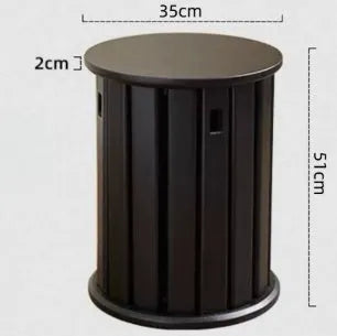 Stackable round metal dining stool in smoked black walnut finish with modern simple design