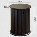 Stackable round metal dining stool in smoked black walnut finish with modern simple design