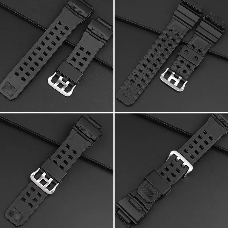 Camouflage patterned TPU watch strap with silver buckle, showing 12+7cm length.