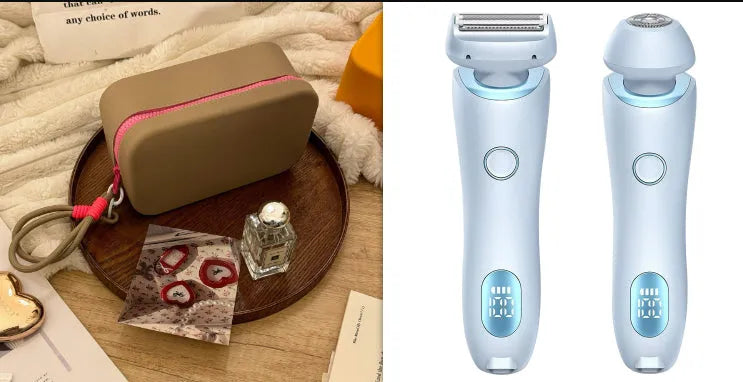 2 in 1 women's electric shaver with square foil and round rotating heads, USB rechargeable, pink colour