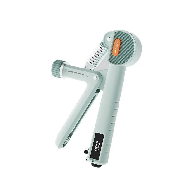 Adjustable spring grip strengthener in ABS plastic for household fitness and health massage available in white black and green