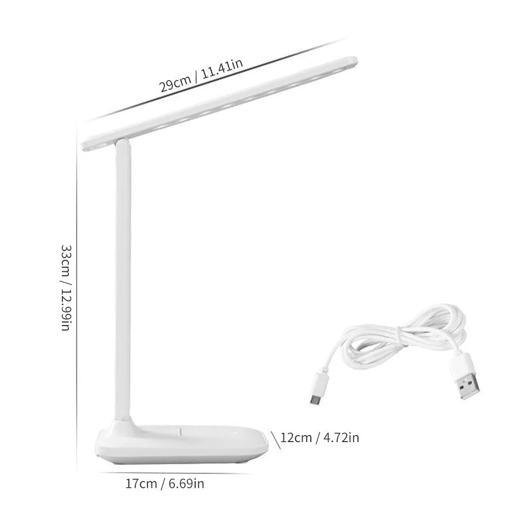 White plastic touch dimming bedside lamp with USB charging socket for children's bedrooms