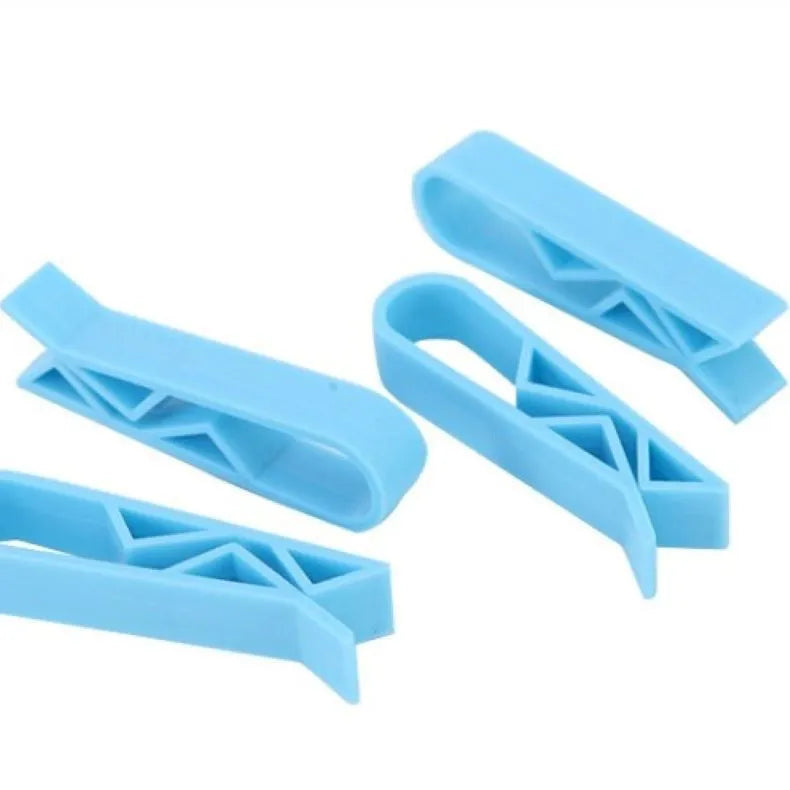 Polypropylene garbage bag fixing clip for holding bin liners securely to trash can sides.