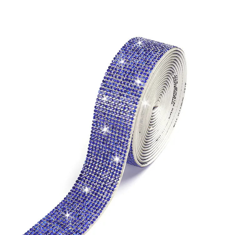 Glass self-adhesive water drill strip in white and AB colour options for clothing decoration