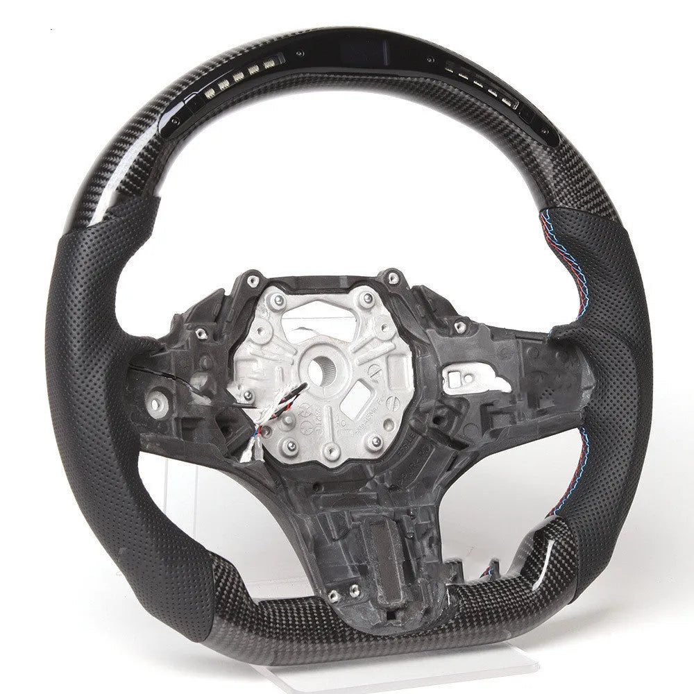 Black carbon fiber intelligent LED sports steering wheel for BMW X3 X5 2019 530i M Sport heating version