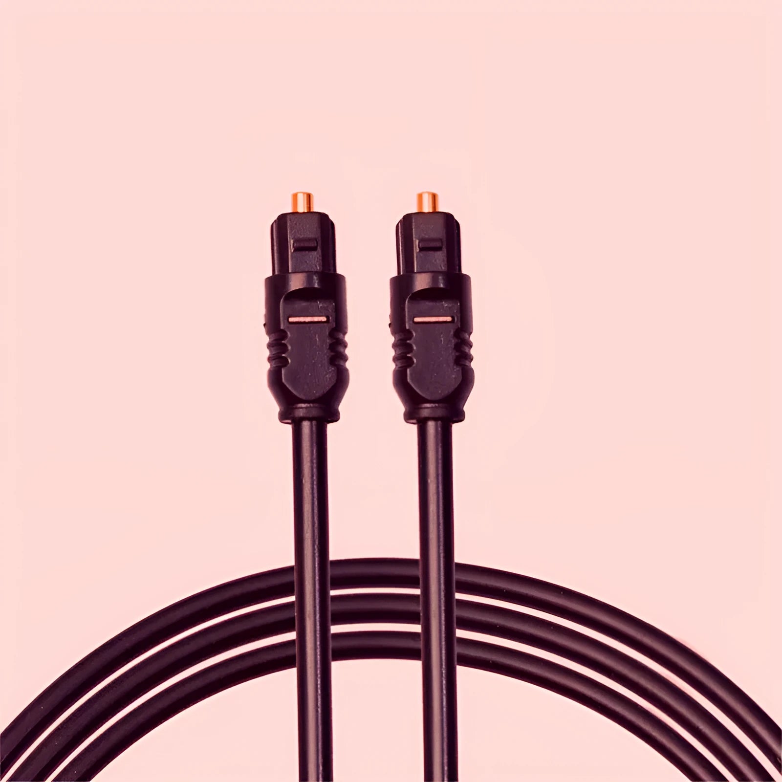 Black Toslink digital optical audio cable with square connectors, 2 metres long.