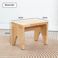 Distressed finish wooden shoes changing stool with bracket construction legs.