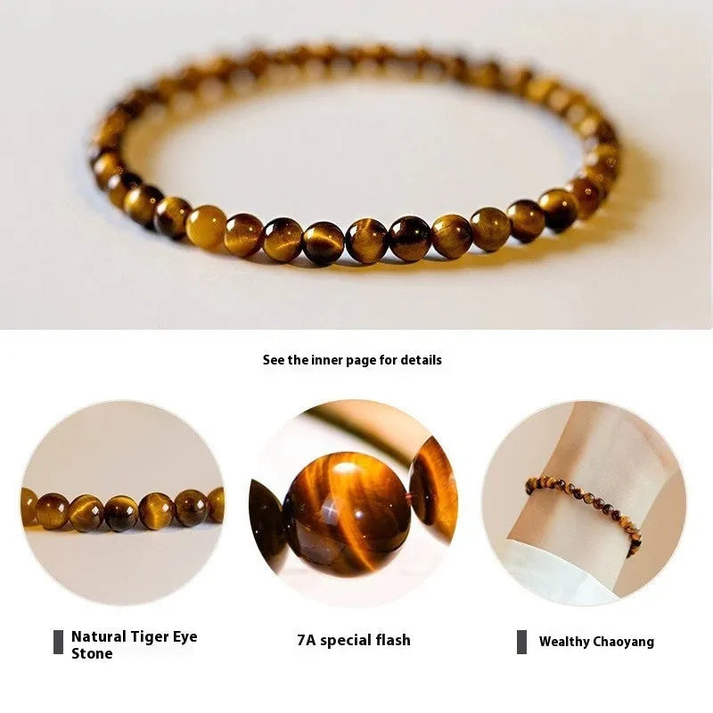 New Chinese style Tigereye bracelet with manual round geometric beads in 4mm, 6mm, or 8mm sizes