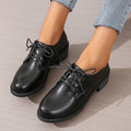 Black women's work shoes with thick rubber sole and chunky 3-5cm heel