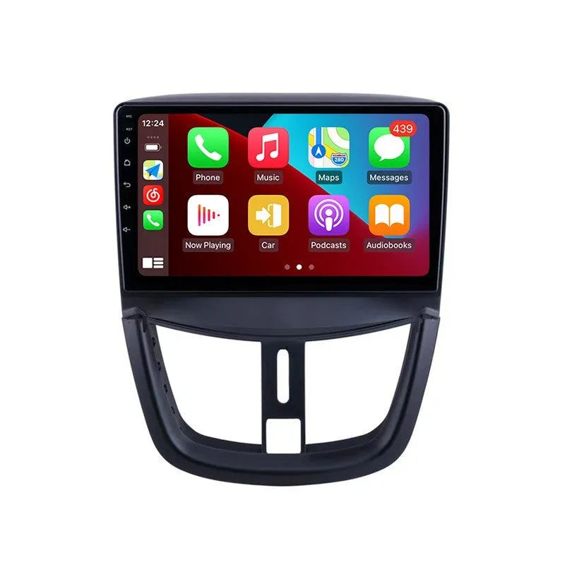 Peugeot 207 Android large screen 9 inch black car stereo with plastic hardware glass