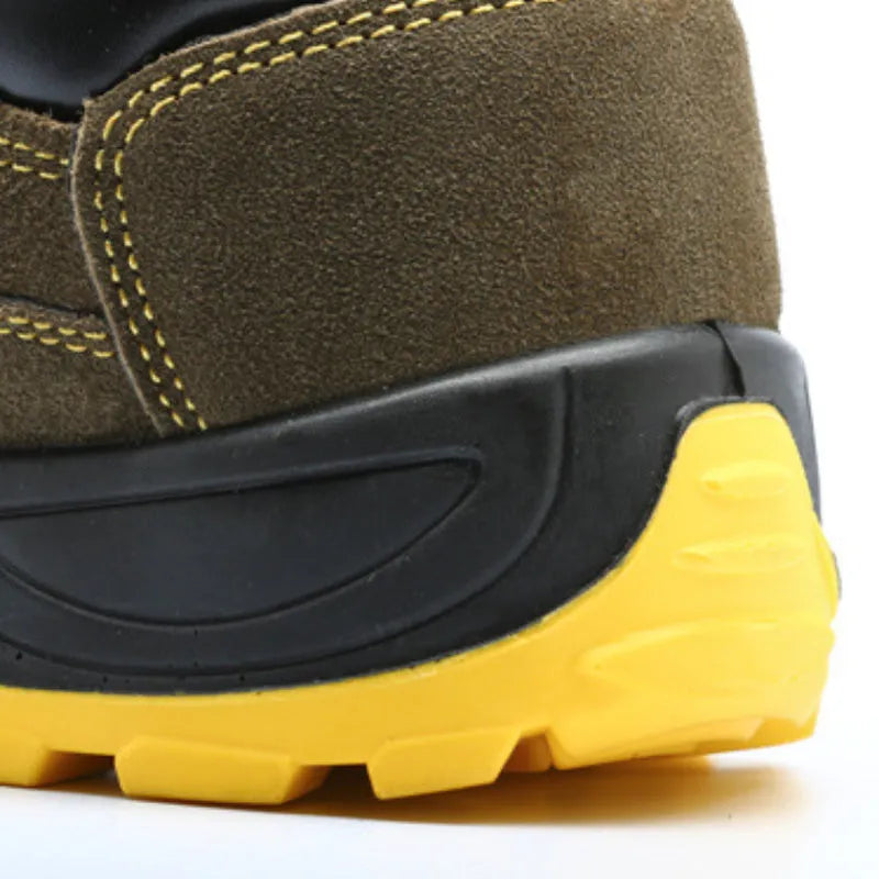 Bronze cowhide steel toe safety shoes with low-cut design and non-slip sole