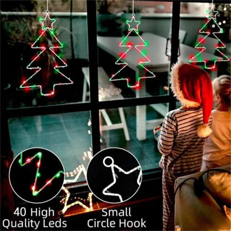 Christmas tree shaped LED string lights with iron frame, 40 lamp beads, white birch colour, 40x25cm, battery operated.