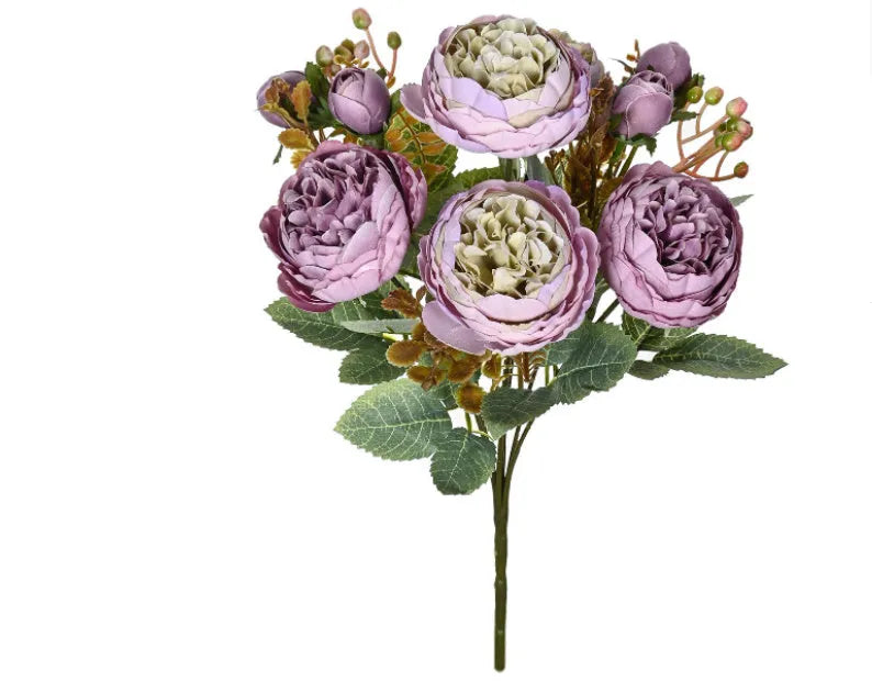 Artificial silk peony bouquet in multiple colours for wedding and home decoration