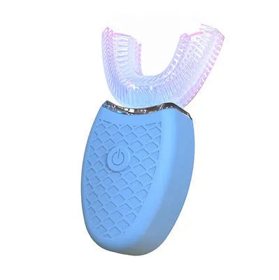 Automatic U-type electric toothbrush with 360-degree silicone head, three modes, USB charging, IPX7 body, white black pink blue