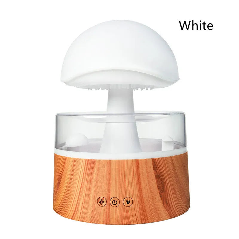 White cloud-shaped ultrasonic humidifier and aroma diffuser with multi-colour LED night light
