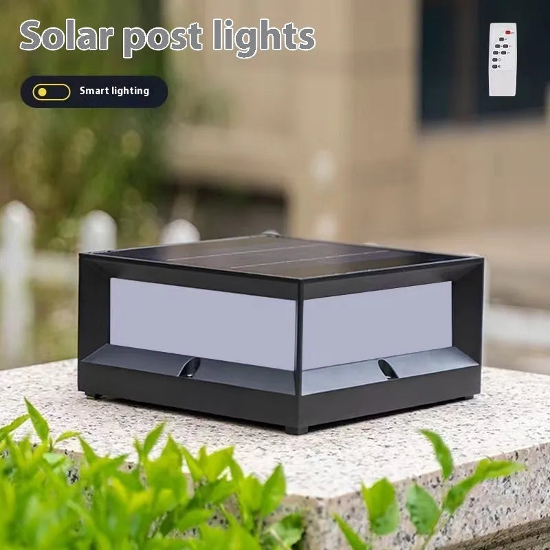 Aluminium outdoor solar-powered LED column light in two size options for garden or doorway use.