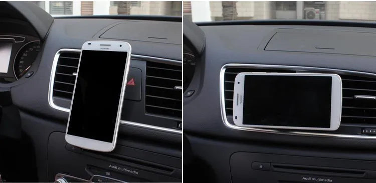 Magnetic car air vent phone holder in black, diamond gold, rose gold and silver, no glue, one-handed use