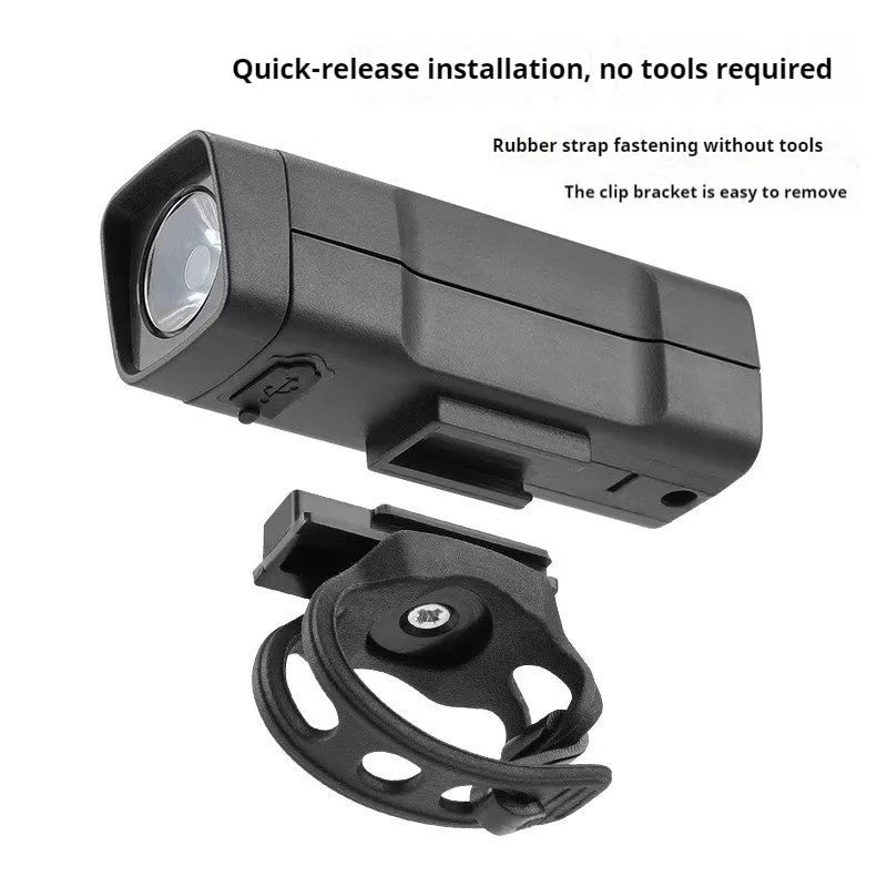 USB rechargeable bicycle headlight with quick-release handlebar bracket