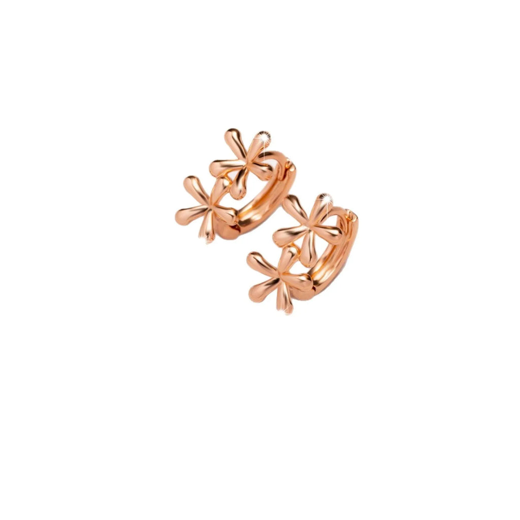 Rose gold electroplated circular waterdrop flower earrings for women