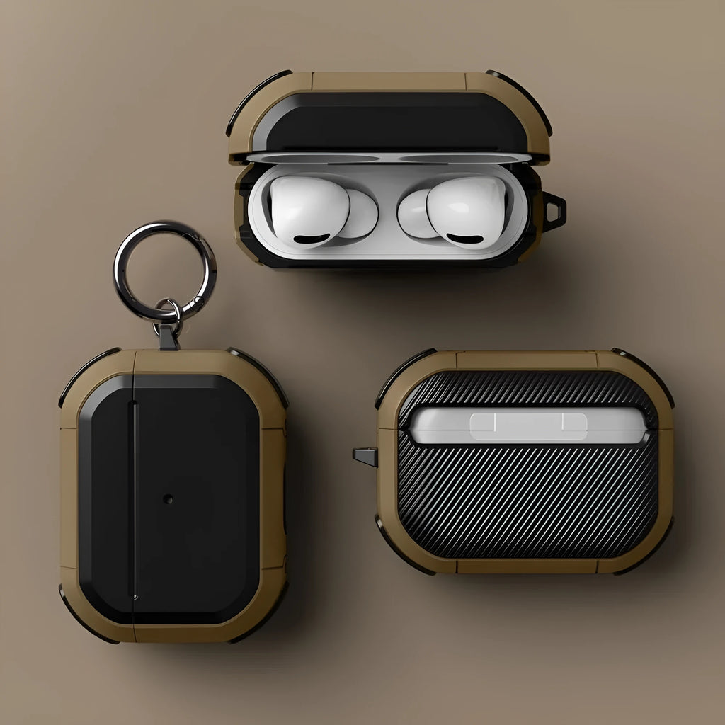 Black TPU and PC protective shell for AirPods Pro and AirPods 1 or 2 generation models