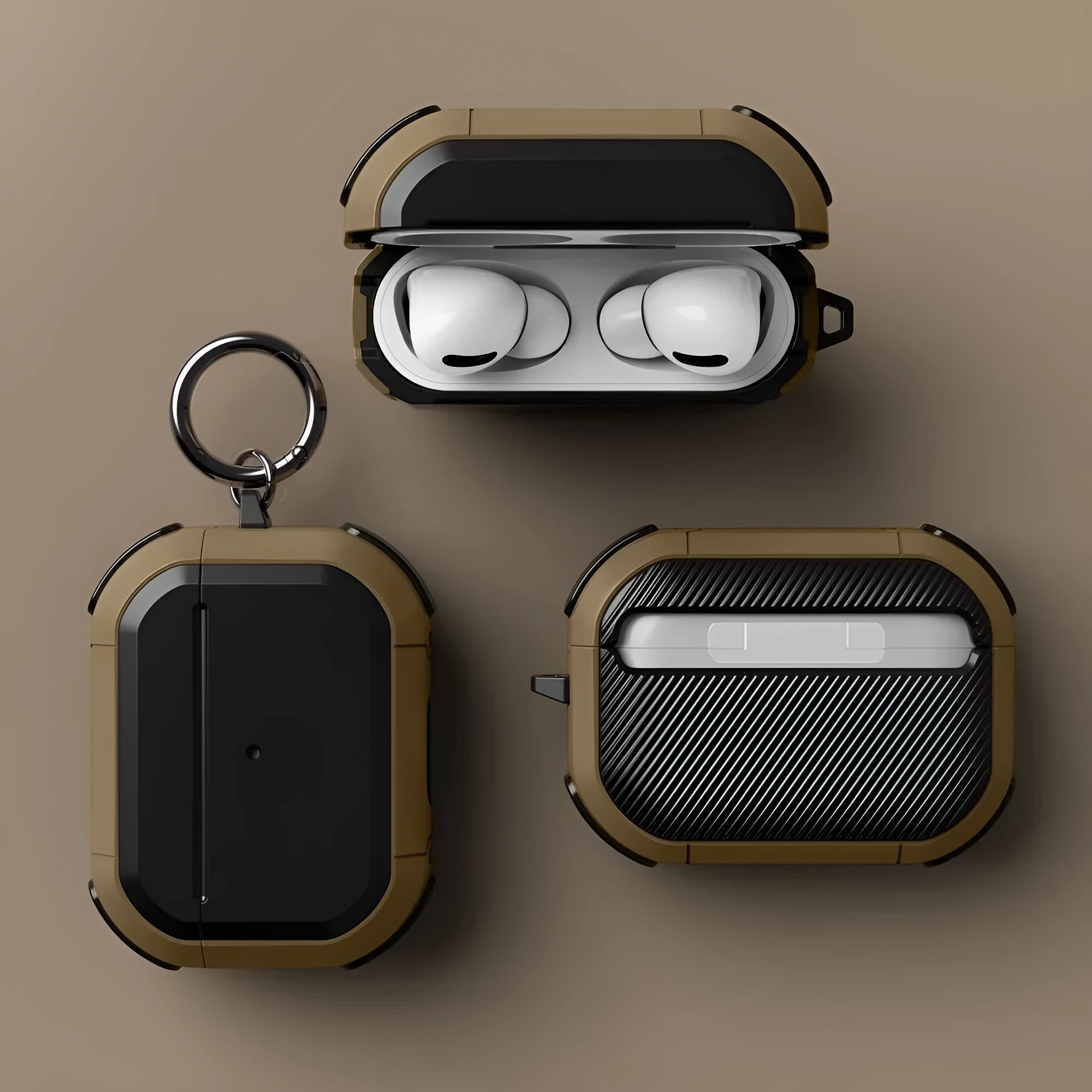 Black TPU and PC protective shell for AirPods Pro and AirPods 1 or 2 generation models