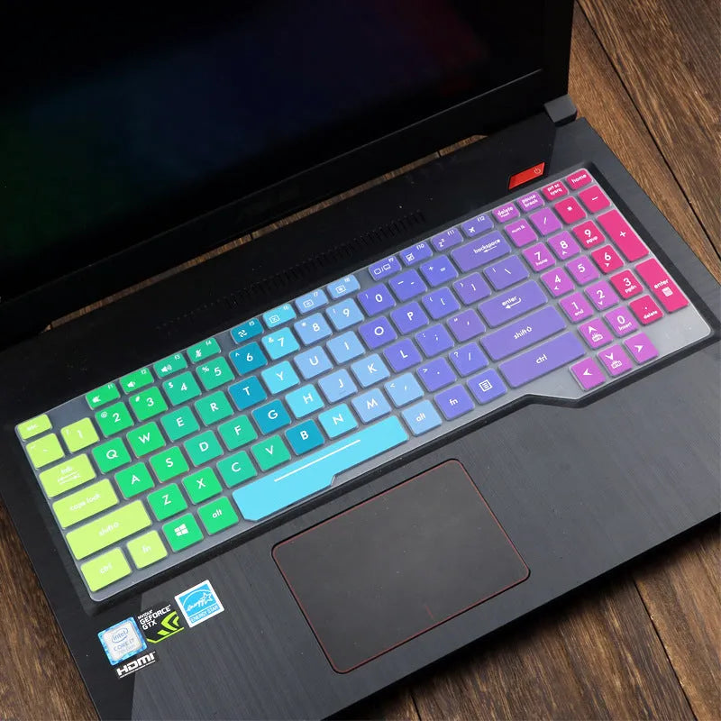 ASUS Flight laptop keyboard protective film cover in multiple colour options on a keyboard
