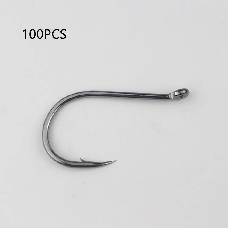 Bulk pack of barbed crooked mouth fishing hooks in alloy carbon steel for sea fishing