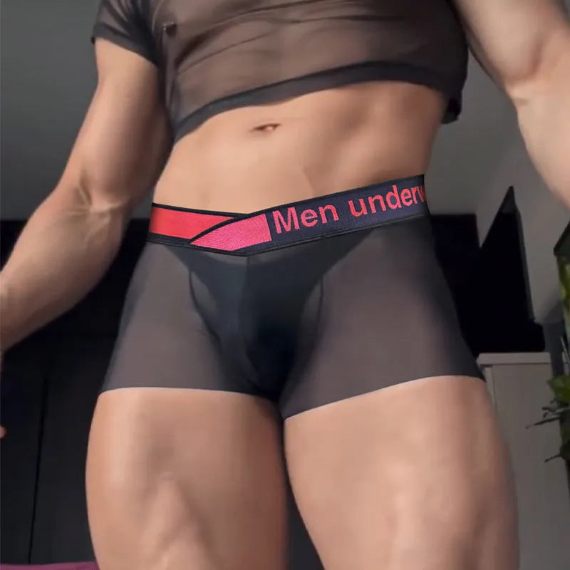 Men's low waist underwear with gradient laser pattern in breathable nylon modal fabric
