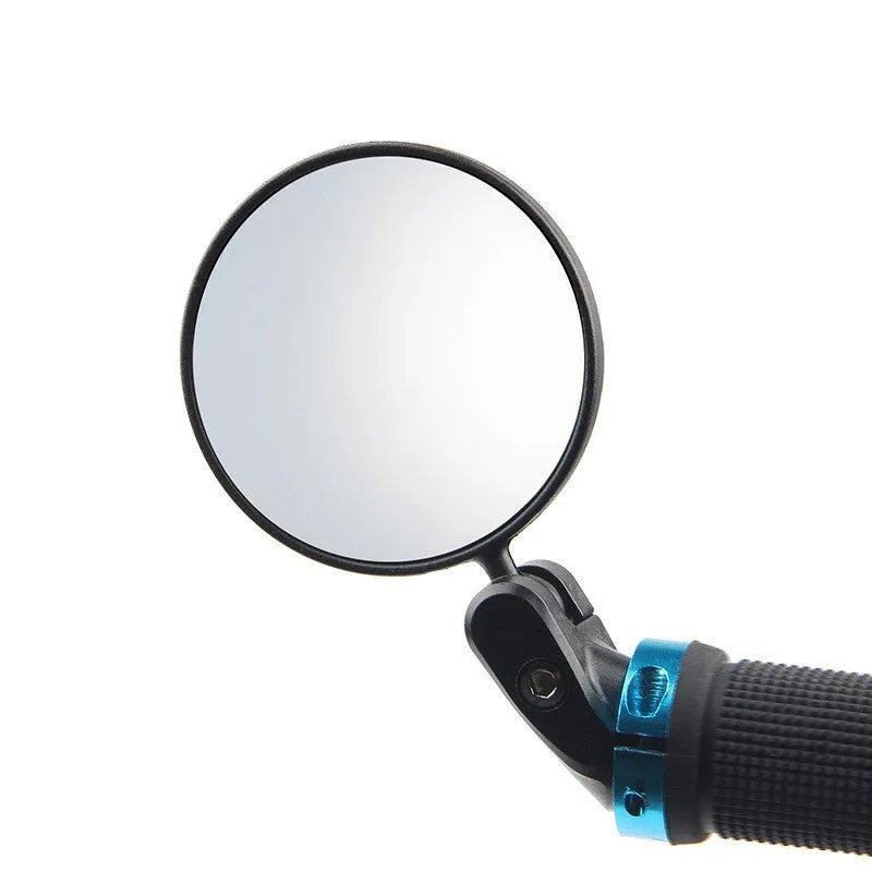 Black foldable convex rearview mirror showing 7cm diameter and 14cm length