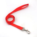 Solid colour polyester dog leash in hand holding rope design showing multiple colour options and size specifications