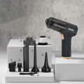 Black wireless car vacuum cleaner with 4500PA suction and multiple nozzle attachments for home and vehicle cleaning
