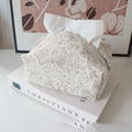 Chinese pastoral style cotton fabric tissue box with rose pattern in beige, blue, or brown colours