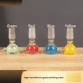 7cm transparent coloured glass tobacco pipe with geometric design in red, green, blue, or yellow