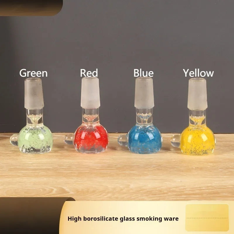 7cm transparent coloured glass tobacco pipe with geometric design in red, green, blue, or yellow