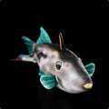 Green fin pufferfish plush toy, 42cm flannel stuffed doll with PP cotton filling