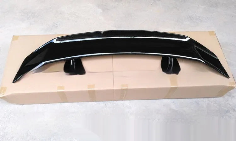 Universal punch-free ABS plastic car boot lid tail wing spoiler in bright black finish