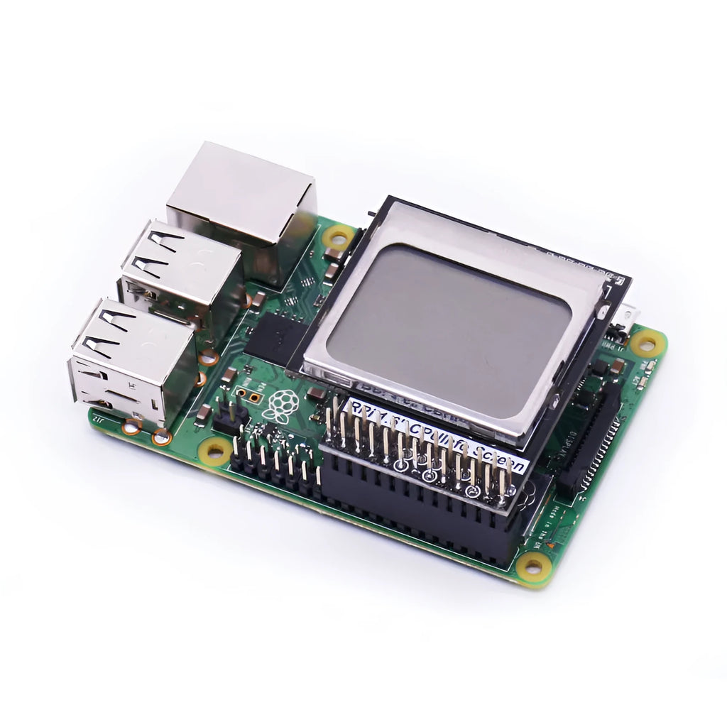 1.6 inch Raspberry Pi LCD display screen showing CPU information with backlight switch