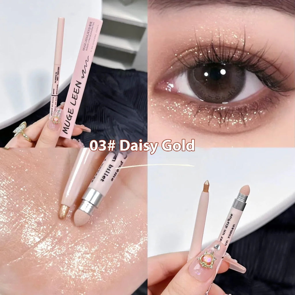 Waterproof 2-in-1 eye shadow pen in assorted colours for eyeliner and highlighter makeup application