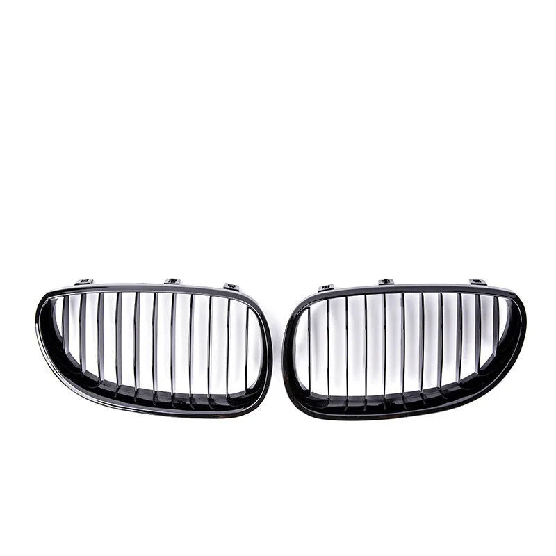 ABS carbon fibre style front grille for BMW 5-Series E60 E66 models, two-piece set