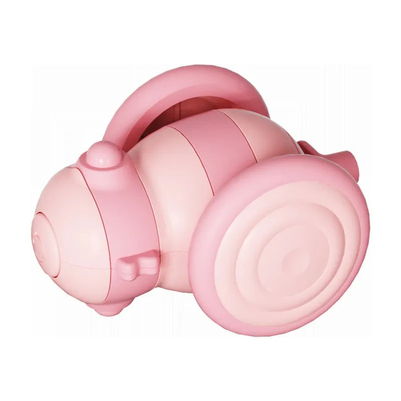 Pink electric cat toy with moving stick and feather teaser for kittens