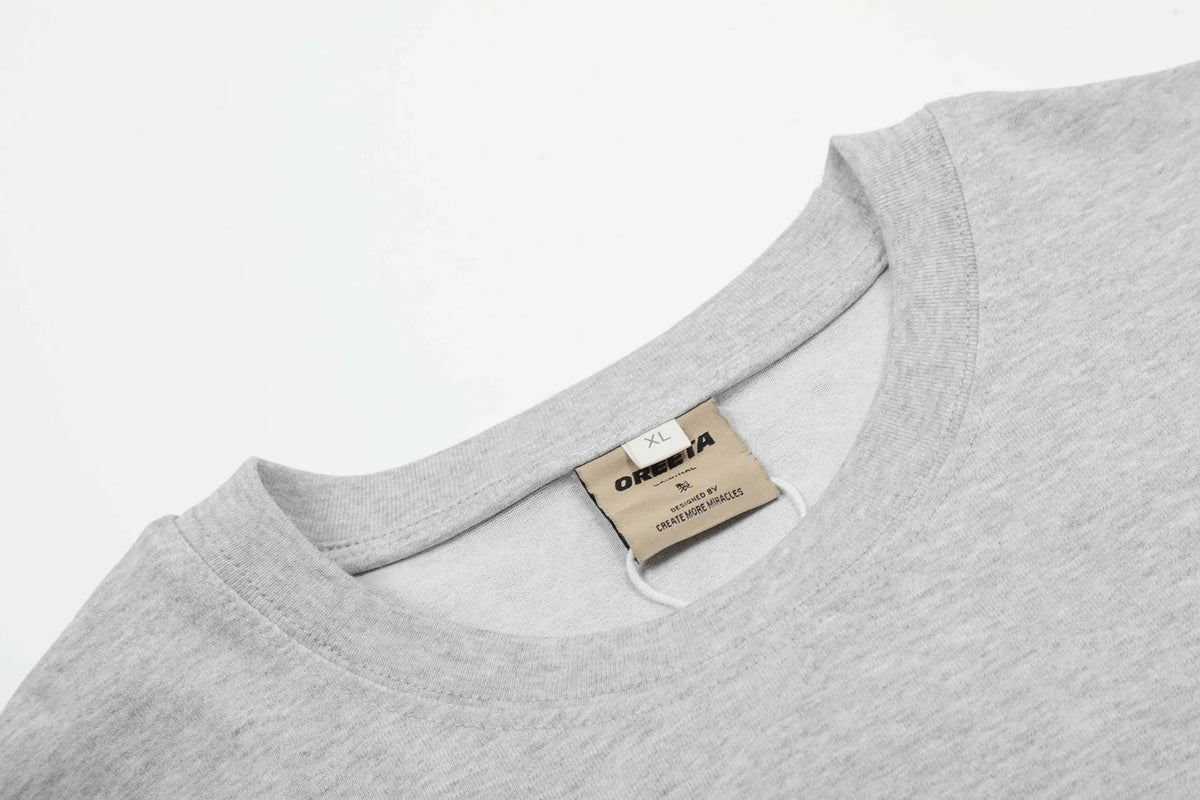 Cotton loose fit long sleeve pullover in black and flower grey colours