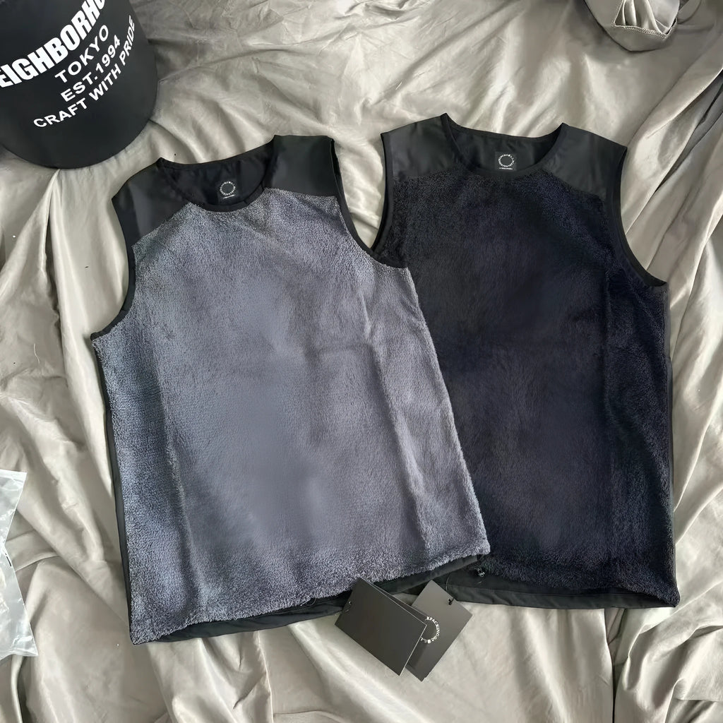 Men's solid colour lightweight fleece lined thermal vest in gray, loose fit sports style