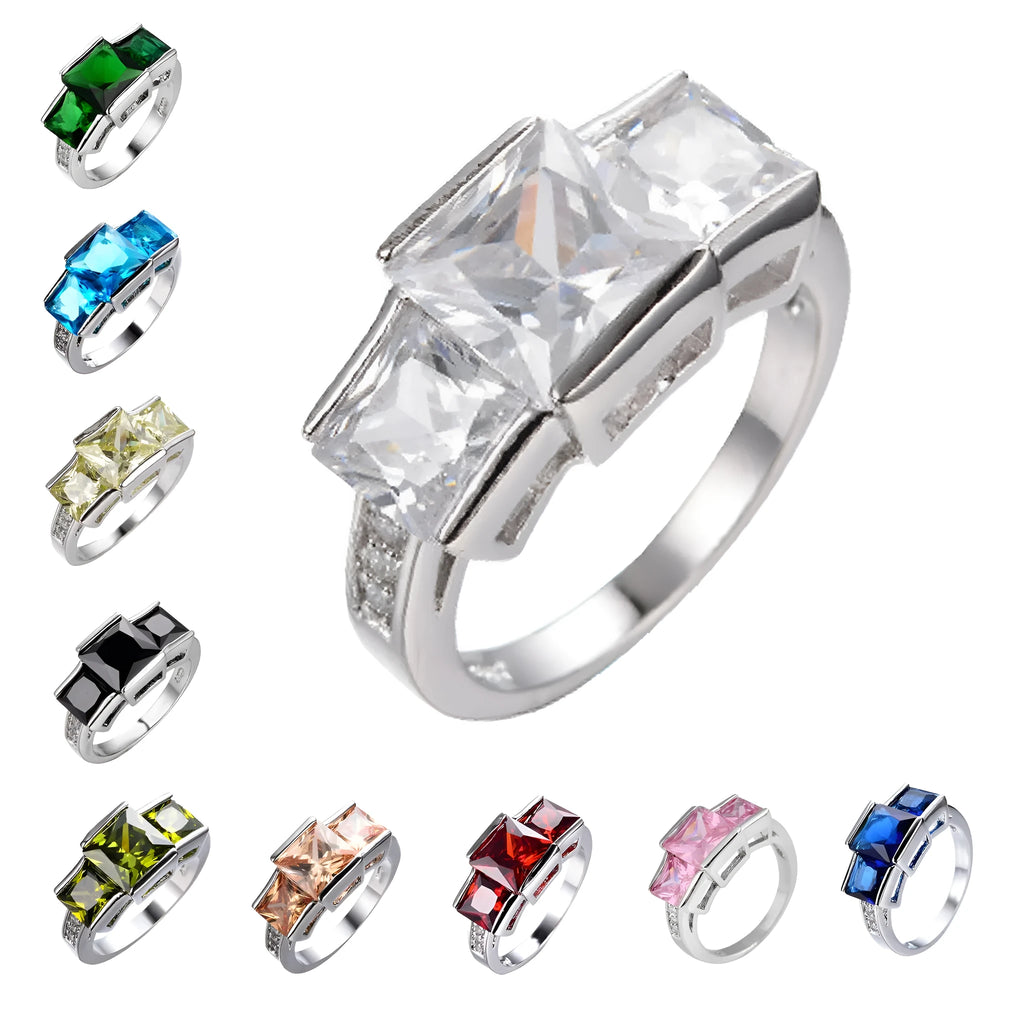 Women's copper ring ornament with geometric rainbow metal elements in ten electroplated colours